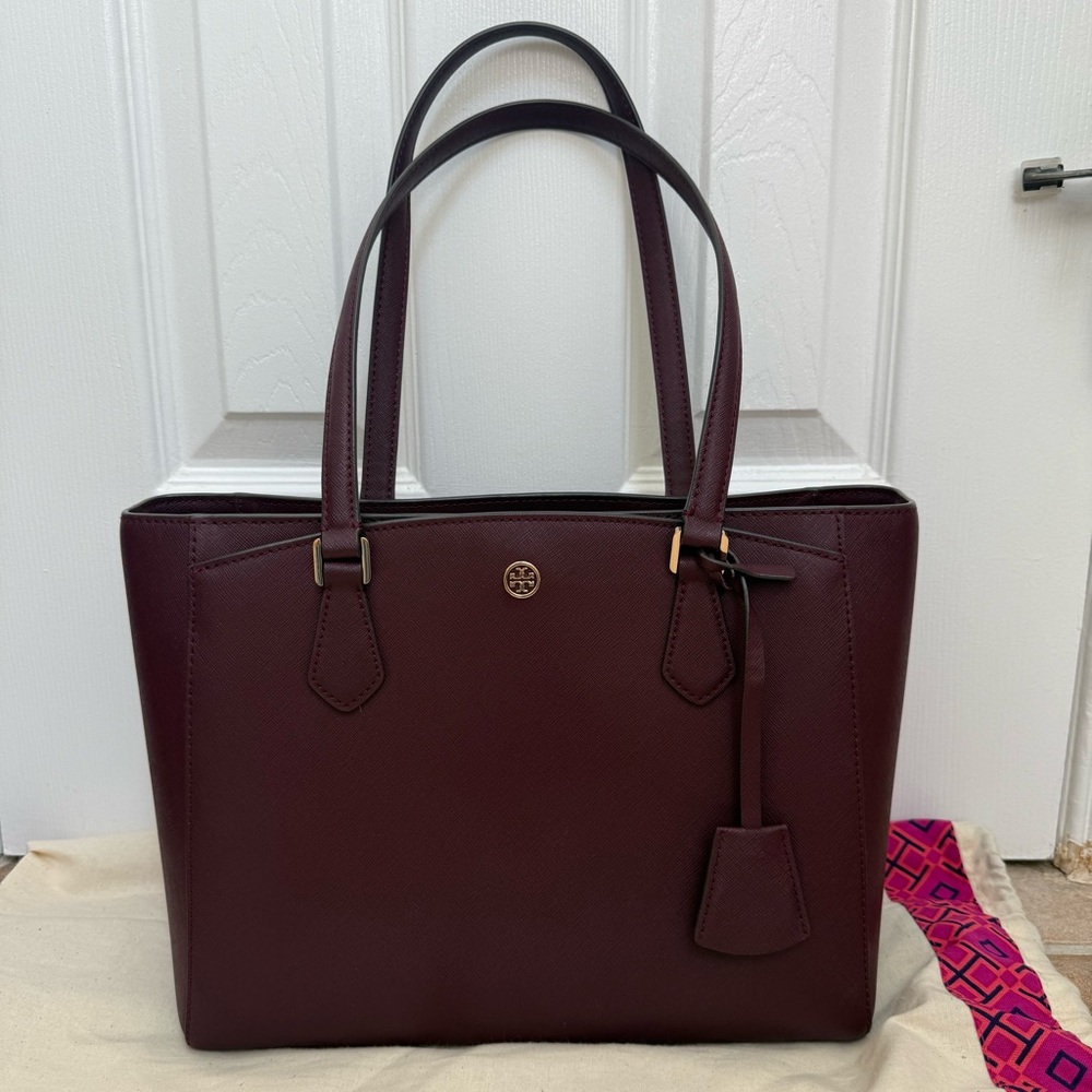 Tory Burch Deep Burgundy Leather Tote